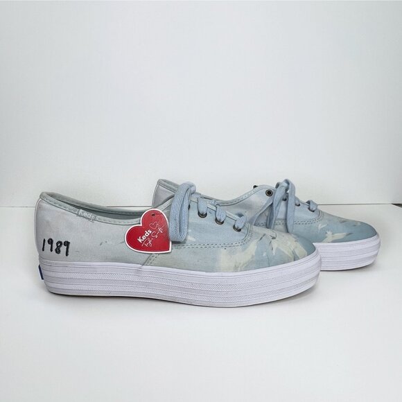 NWT TAYLOR SWIFT 1989 Tour Keds Blue Sneakers 8.5 - Picture 1 of 10